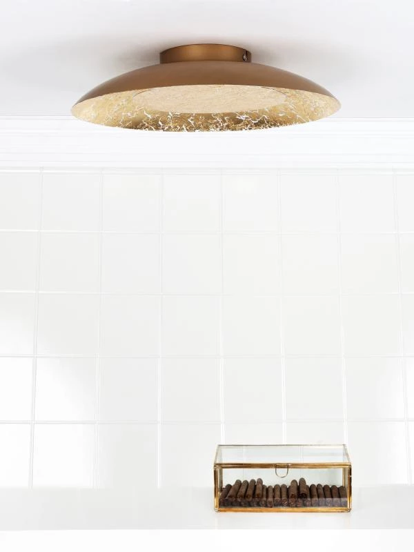 Lucide FOSKAL - Flush ceiling light - Ø 34,5 cm - LED - 1x12W 2700K - Brass - ambiance 1